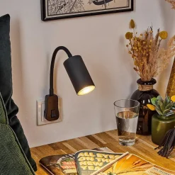 Lampe A Prise Electrique Javel Noir, 1 Lumiere