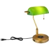Lampe De Banquier Globo Antique Vieux Laiton, 1 Lumiere