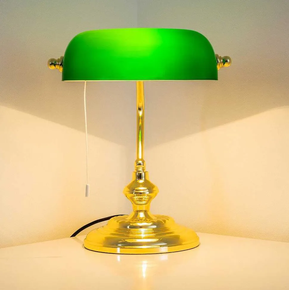 Lampe De Banquier Laiton, 1 Lumiere