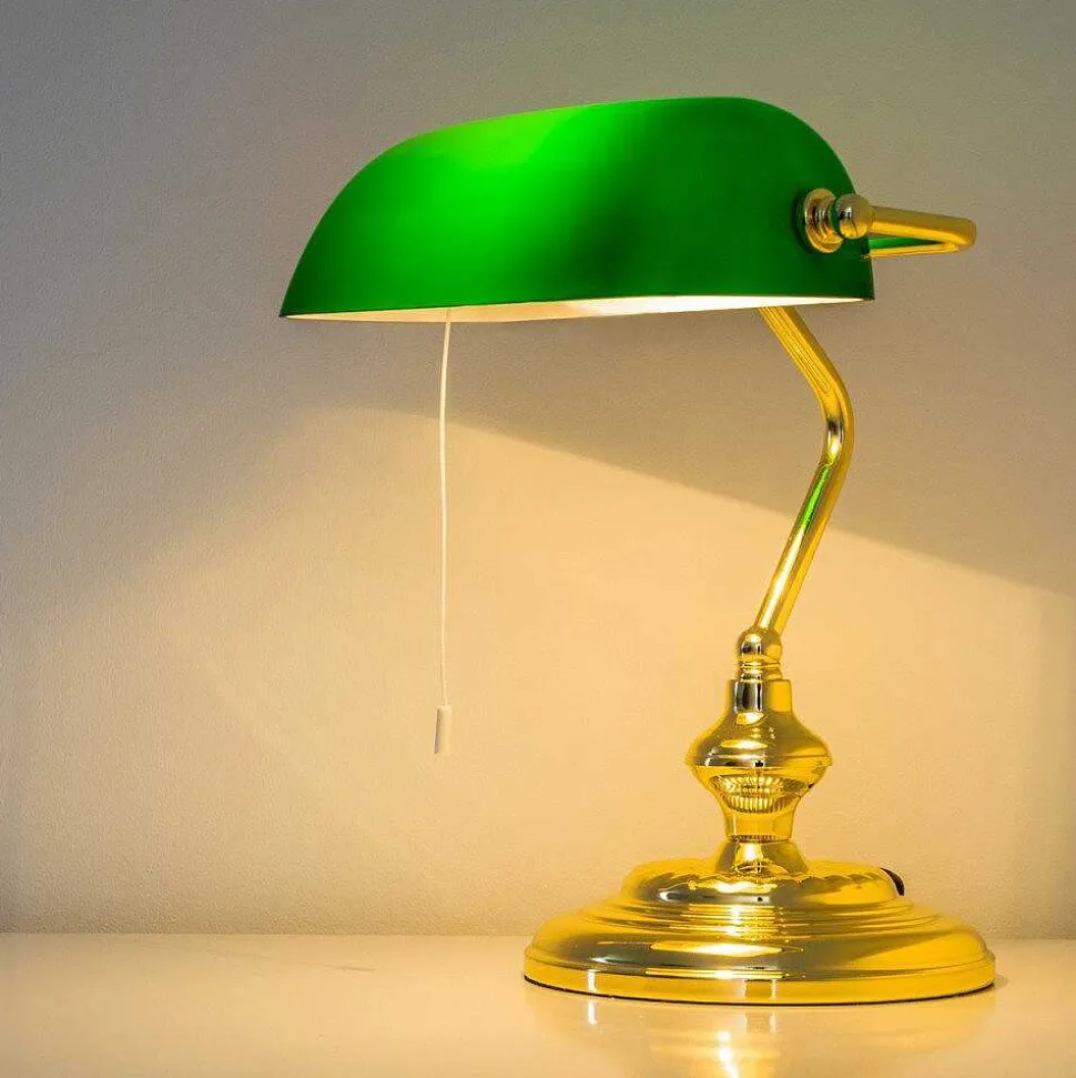 Lampe De Banquier Laiton, 1 Lumiere