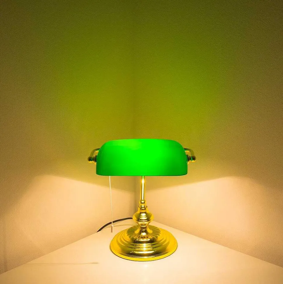 Lampe De Banquier Laiton, 1 Lumiere