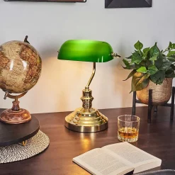 Lampe De Banquier Verte Or, Vert, Laiton, 1 Lumiere