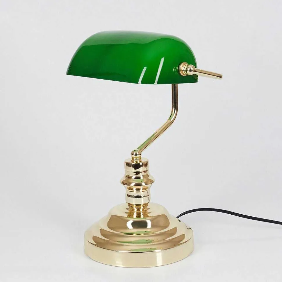 Lampe De Banquier Verte Or, Vert, Laiton, 1 Lumiere
