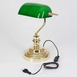 Lampe De Banquier Verte Or, Vert, Laiton, 1 Lumiere