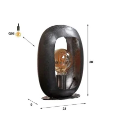 Lampe De Table Arch Nickel Mat, Noir, 1 Lumiere