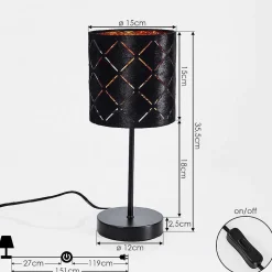 Lampe De Table Arnoya Noir, 1 Lumiere