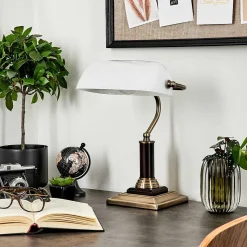 Lampe De Table Barbe Laiton, Noir, 1 Lumiere