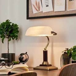 Lampe De Table Barbe Laiton, Noir, 1 Lumiere