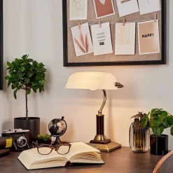 Lampe De Table Barbe Laiton, Noir, 1 Lumiere