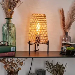 Lampe De Table Bauro Ecru, Noir, 1 Lumiere