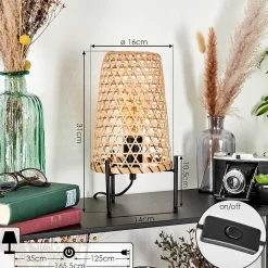 Lampe De Table Bauro Ecru, Noir, 1 Lumiere