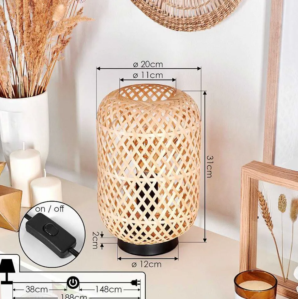 Lampe De Table Bauro Ecru, Noir, 1 Lumiere