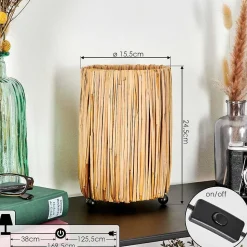 Lampe De Table Cricket Ecru, Noir, 1 Lumiere