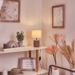 Lampe De Table Dambrois Brun, Ecru, 1 Lumiere