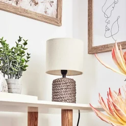 Lampe De Table Dambrois Brun, Ecru, 1 Lumiere