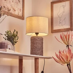 Lampe De Table Dambrois Brun, Ecru, 1 Lumiere