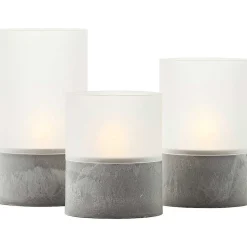 Lampe De Table Exterieure Set De 3 Brilliant Bougie Led Gris, 1 Lumiere