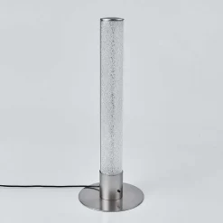 Lampe De Table Flaut Led Nickel Mat, 1 Lumiere, Telecommandes, Changeur De Couleurs