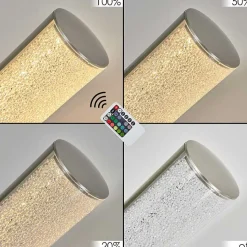 Lampe De Table Flaut Led Nickel Mat, 1 Lumiere, Telecommandes, Changeur De Couleurs