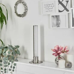 Lampe De Table Flaut Led Nickel Mat, 1 Lumiere, Telecommandes, Changeur De Couleurs