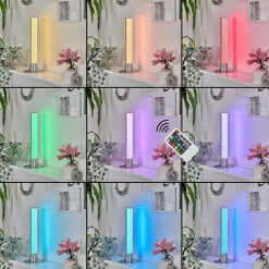 Lampe De Table Flaut Led Nickel Mat, 1 Lumiere, Telecommandes, Changeur De Couleurs