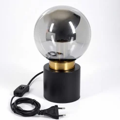 Lampe De Table Flawil Laiton, Noir, 1 Lumiere