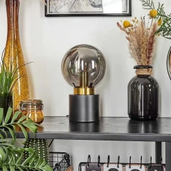 Lampe De Table Flawil Laiton, Noir, 1 Lumiere