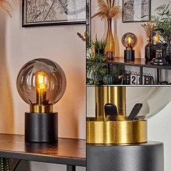 Lampe De Table Flawil Laiton, Noir, 1 Lumiere