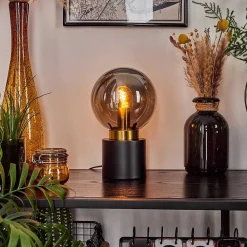 Lampe De Table Flawil Laiton, Noir, 1 Lumiere