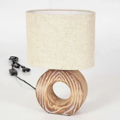 Lampe De Table Francillon Brun, Chrome, Couleur Bois, 1 Lumiere