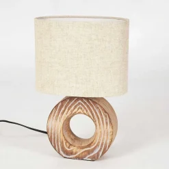 Lampe De Table Francillon Brun, Chrome, Couleur Bois, 1 Lumiere