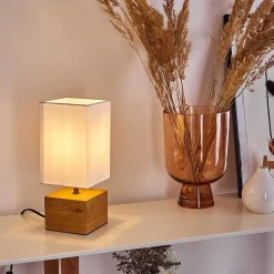 Lampe De Table Geneva Bois Clair, 1 Lumiere