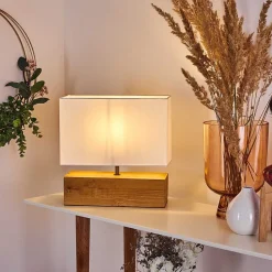 Lampe De Table Geneva Bois Clair, 1 Lumiere