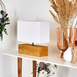 Lampe De Table Geneva Bois Clair, 1 Lumiere