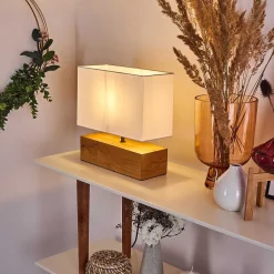 Lampe De Table Geneva Bois Clair, 1 Lumiere