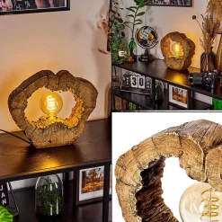 Lampe De Table Hasteboda Brun, Couleur Bois, 1 Lumiere