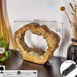 Lampe De Table Hasteboda Led Brun, Couleur Bois, 1 Lumiere