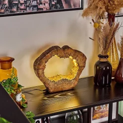 Lampe De Table Hasteboda Led Brun, Couleur Bois, 1 Lumiere