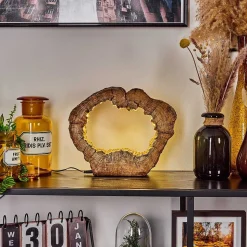 Lampe De Table Hasteboda Led Brun, Couleur Bois, 1 Lumiere