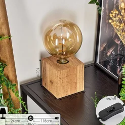 Lampe De Table Heimola Brun, Couleur Bois, 1 Lumiere