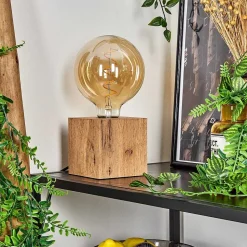 Lampe De Table Heimola Brun, Couleur Bois, 1 Lumiere