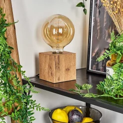 Lampe De Table Heimola Brun, Couleur Bois, 1 Lumiere