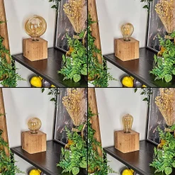 Lampe De Table Heimola Brun, Couleur Bois, 1 Lumiere