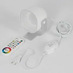 Lampe De Table Idual Lilac Led Argente, 1 Lumiere, Telecommandes, Changeur De Couleurs