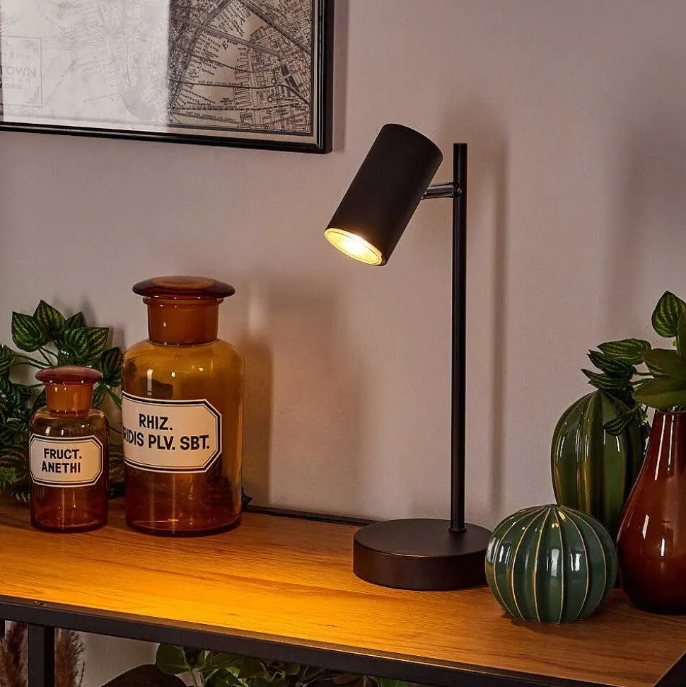 Lampe De Table Javel Chrome, Noir, 1 Lumiere