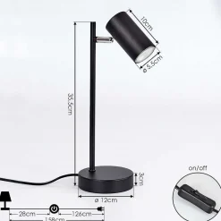 Lampe De Table Javel Chrome, Noir, 1 Lumiere