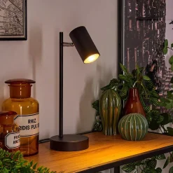 Lampe De Table Javel Chrome, Noir, 1 Lumiere