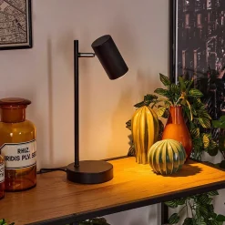 Lampe De Table Javel Chrome, Noir, 1 Lumiere