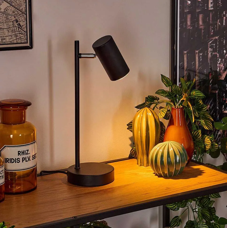 Lampe De Table Javel Chrome, Noir, 1 Lumiere