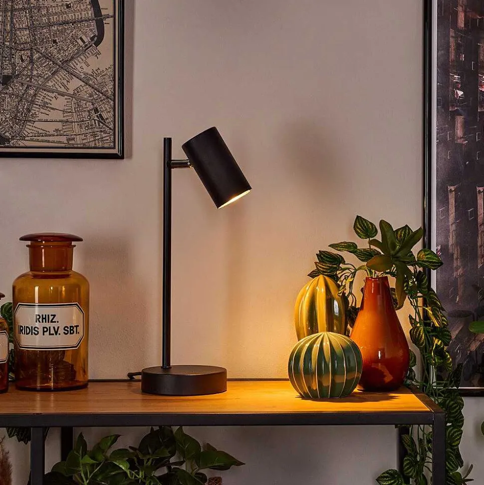 Lampe De Table Javel Chrome, Noir, 1 Lumiere